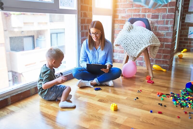 kid with a therapyst home